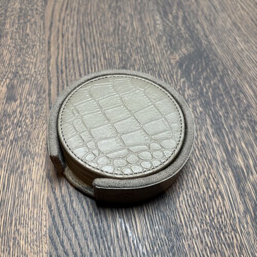 Onderzetters Leder Taupe Round