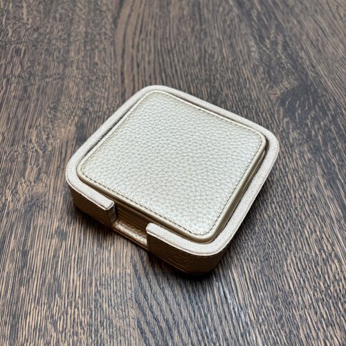 Onderzetters Leder Champagne vierkant