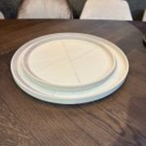 Dienblad Leder Beige Rond Croco 60cm