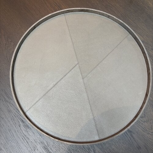 Dienblad Leder effen Taupe Rond 50cm