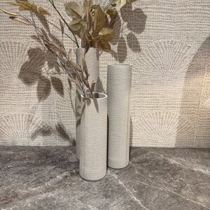 Vazen Cilinder Leer Beige