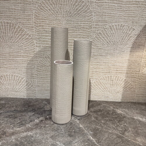 Vazen Cilinder Leer Beige