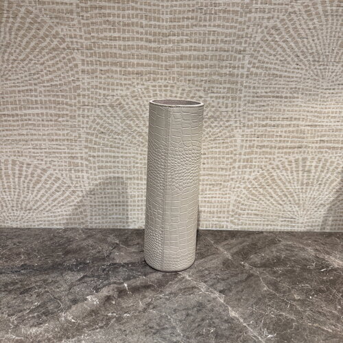 Vazen Cilinder Leer Beige