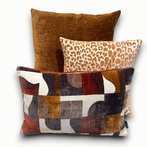 SJIEK Kussens Bordeaux, Oker, Bruin set van 3