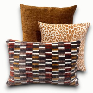 SJIEK Kussens Bordeaux, Oker, Bruin set van 3