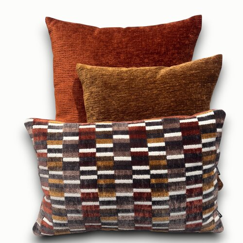 SJIEK Kussens Bordeaux, Oker, Bruin set van 3