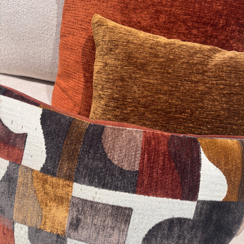 SJIEK Kussens Bordeaux, Oker, Bruin set van 3