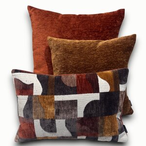 SJIEK Kussens Bordeaux, Oker, Bruin set van 3