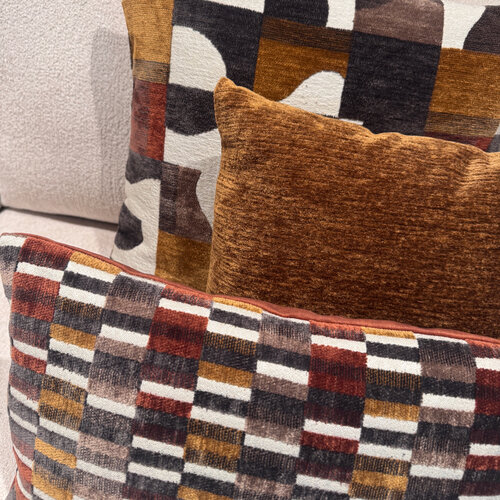 SJIEK Kussens Bordeaux, Oker, Bruin set van 3 SJIEK Kussens Bordeaux, Oker, Bruin set van 3