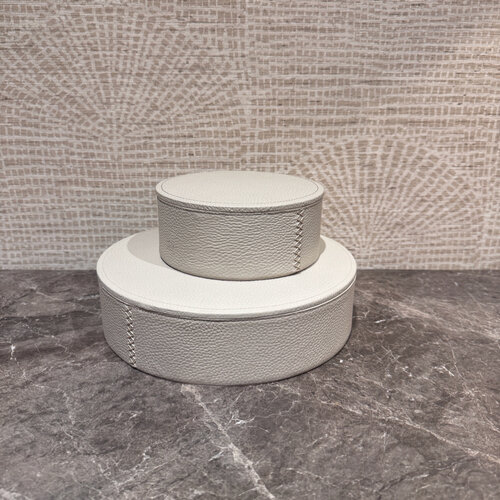 Lederen opbergboxen Rond Effen