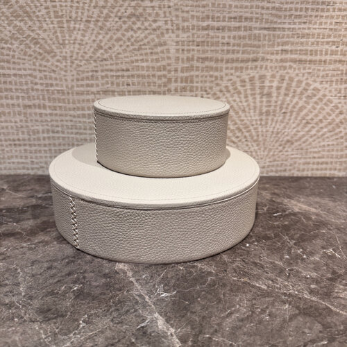 Lederen opbergboxen Rond Effen