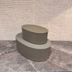 Leren opbergboxen  Ovaal Taupe Croco