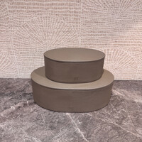 Leren opbergboxen  Taupe Ovaal