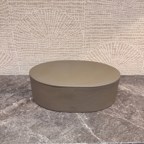 Leren opbergboxen Taupe Ovaal