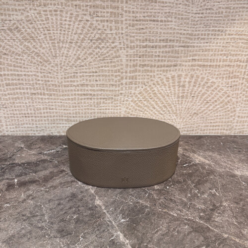 Leren opbergboxen Taupe Ovaal