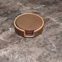 Onderzetters Leder Brons Rond