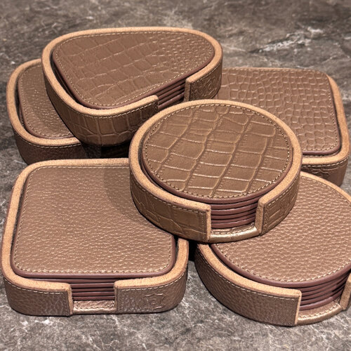 Onderzetters Leder Brons Organic Vierkant