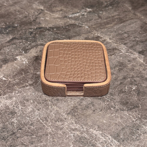 Onderzetters Leder Brons Organic Vierkant