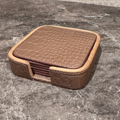 Onderzetters Leder Brons Organic Vierkant