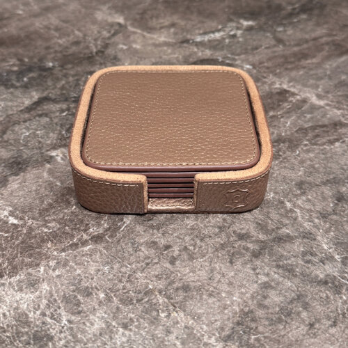Onderzetters Leder Brons Organic Vierkant
