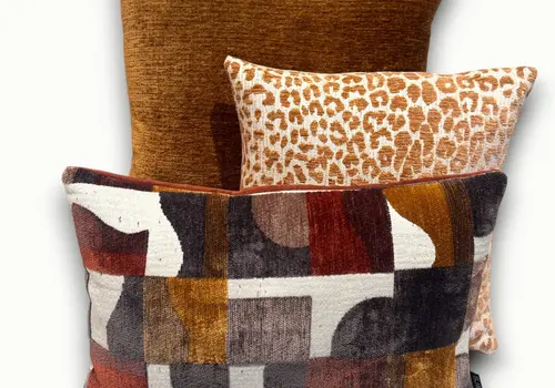 Kussens Oranje, Bordeaux, Oker