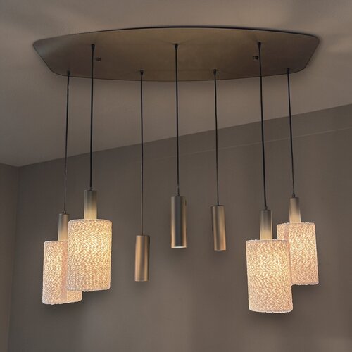 Hanglamp met kapjes en spots
