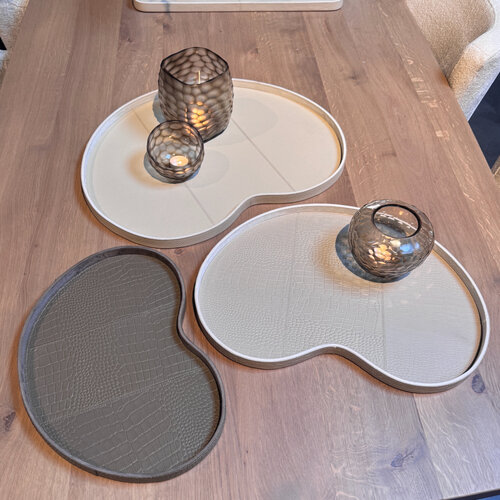 Kidney Dienblad Beige Leer Effen L