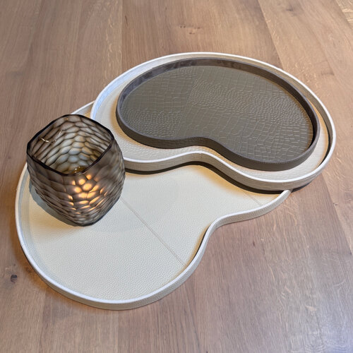 Kidney Dienblad Beige Leer Effen L
