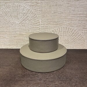 Lederen opbergboxen Rond Effen taupe