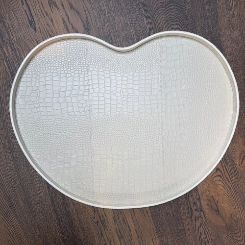 Kidney Dienblad Beige Leer Croco XL Kidney Dienblad Beige Leer Croco XL