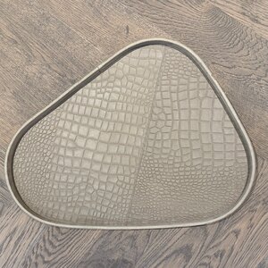 Dienblad Leder Taupe Organic Croco L