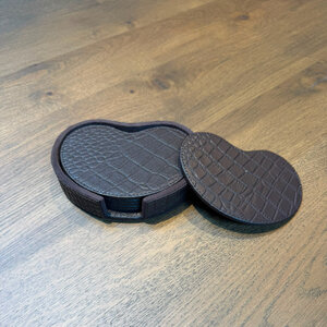 Onderzetters Leder Kidney Bruin Croco