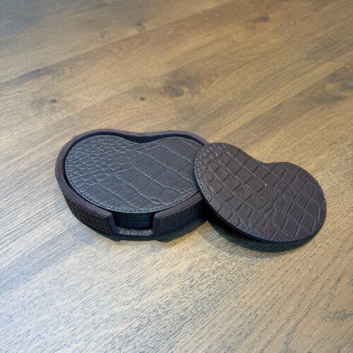 Onderzetters Leder Kidney Bruin Croco