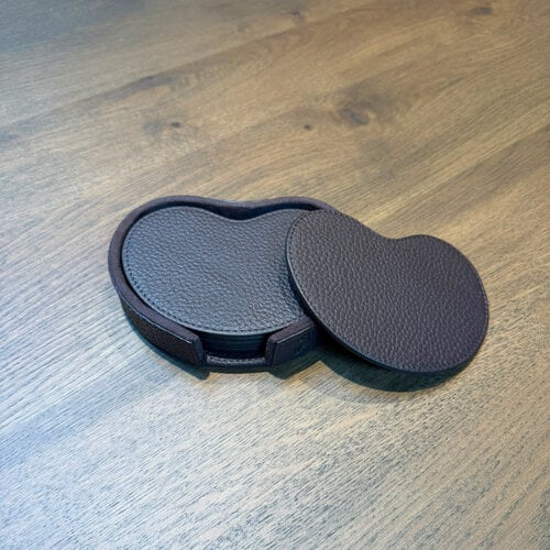 Onderzetters Leder Kidney Bruin