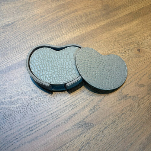 Onderzetters Leder Kidney Taupe Croco