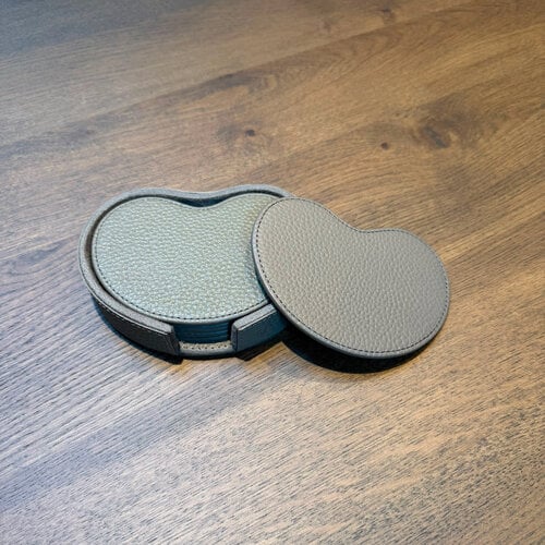 Onderzetters Leder Kidney Taupe