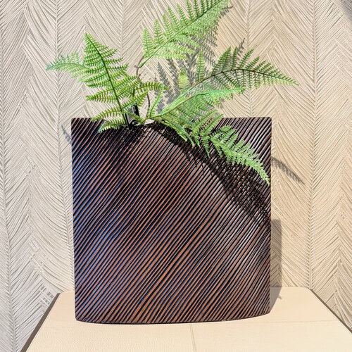 Vaas bruin hout ovaal smal