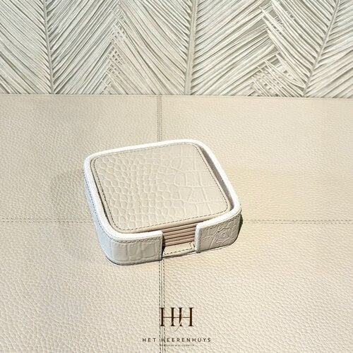 Onderzetters Leder Beige Croco Vierkant