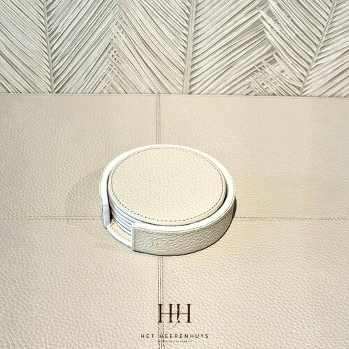 Onderzetters Leder Beige Round
