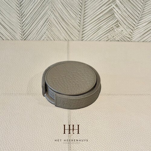 Onderzetters Leder Taupe Round