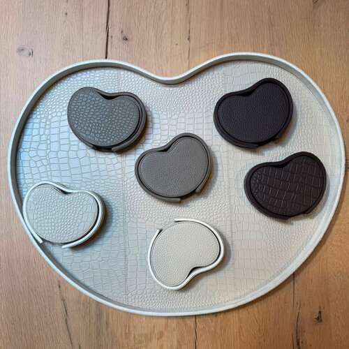 Onderzetters Leder Taupe vierkant