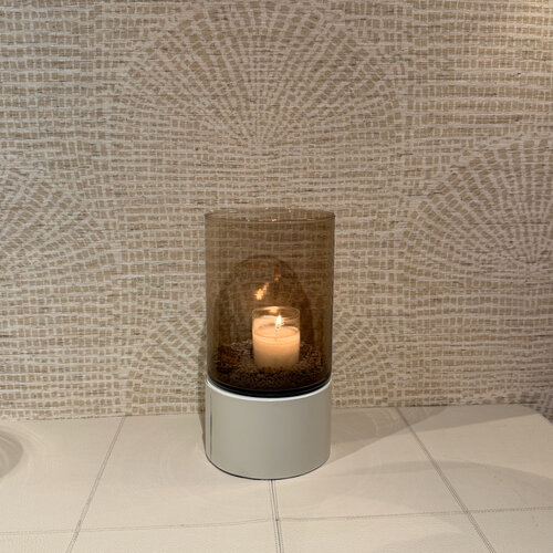Windlicht Beige met Amber glas Tafelmodel Windlicht Beige met Amber glas Tafelmodel