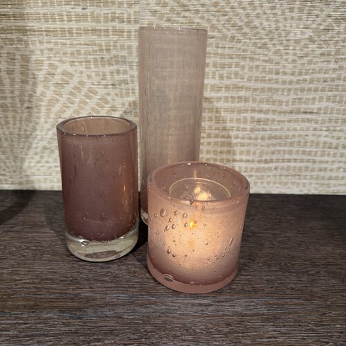 Set van 3 vaasje met waxines, oud roze