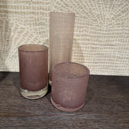 Set van 3 vaasje met waxines, oud roze