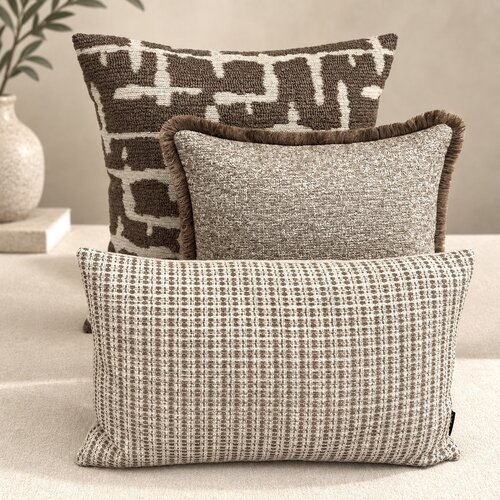 SJIEK Kussens Bruin Beige Set van 3 SJIEK Kussens Bruin Beige Set van 3