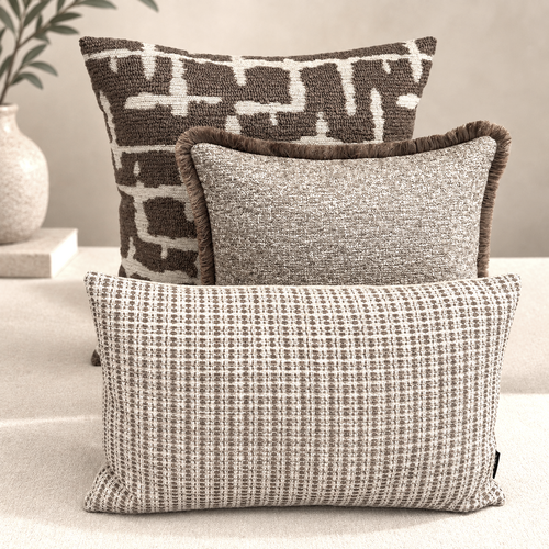 SJIEK Kussens Bruin Beige Set van 3 SJIEK Kussens Bruin Beige Set van 3
