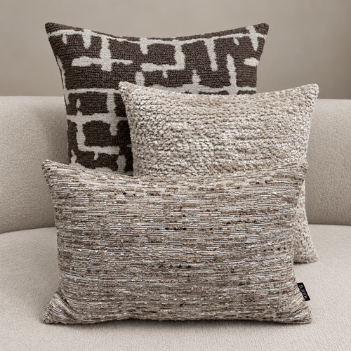 SJIEK Kussens Bruin Beige Set van 3 SJIEK Kussens Bruin Beige Set van 3