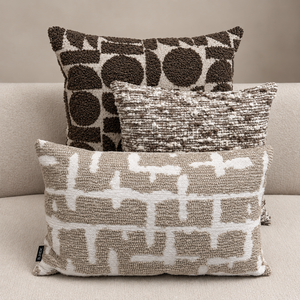 SJIEK Kussens Bruin Beige Set van 3 SJIEK Kussens Bruin Beige Set van 3