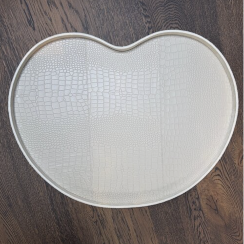 Dienblad Leder Beige Kidney Croco XL