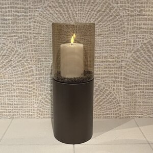 Windlicht Metallic Brown met Amber glas Tafelmodel 39cm